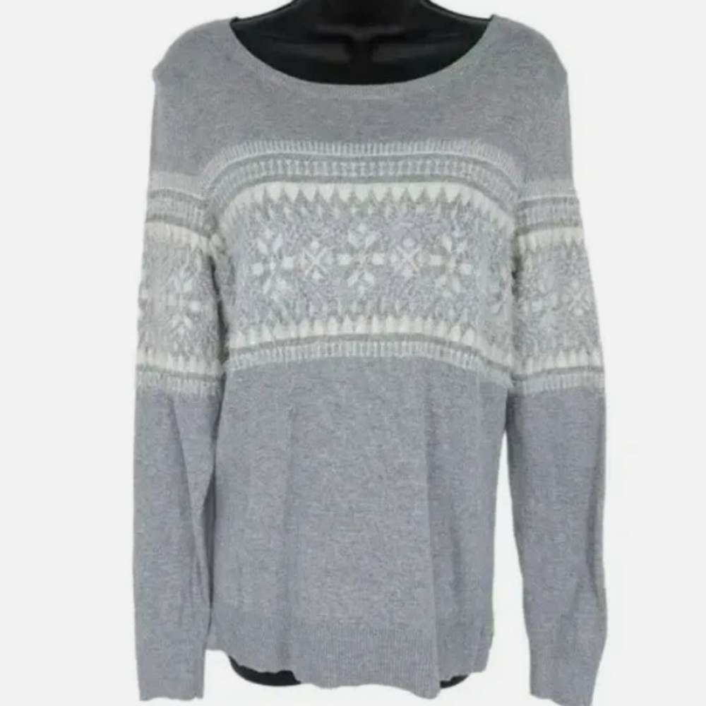 Loft Fair Isle Nordic Snowflake Cozy Holiday Ski Lodge Pullover Sweater Sz XL